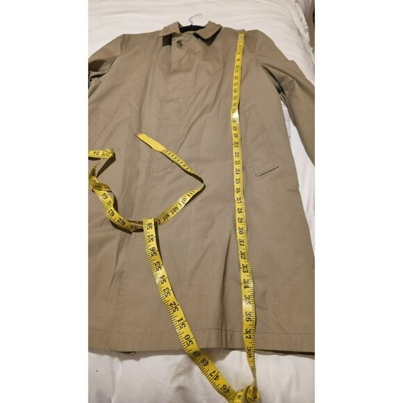 Glen Eagles Trench Coat Tan Collared Buttons Pockets Zip Liner Mens Size 40S Y2K - Picture 5 of 11